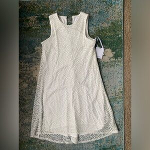 NWT Calvin Klein white crochet lace sleeveless swing dress bridal, size 2 CBK